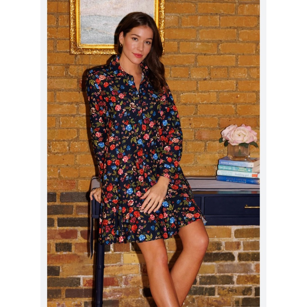 Duffield Lane Iris Dress in Midnight Garden Twill Large